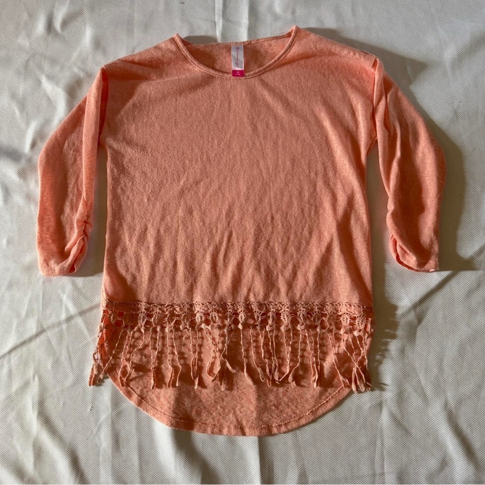 No Boundaries Pink Ruffled 3/4 Sleeve Blouse